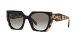 Prada PR 15WS 3890A7 sunglasses, black/medium tortoise frame with grey gradient lenses, angled front view