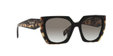 Prada PR 15WS 3890A7 sunglasses, black/medium tortoise frame with grey gradient lenses, angled front view