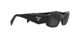 Prada PR 17WSF 1AB5S0 sunglasses, black frame with dark grey lenses, angled side view