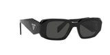Prada PR 17WSF 1AB5S0 sunglasses, black frame with dark grey lenses, angled front view