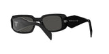Prada PR 17WS 1AB5S0 sunglasses, black frame with dark grey lenses, rear angled view