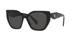 Prada PR 19ZS 1AB5S0 sunglasses, black frame with dark grey lenses, angled front view