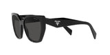 Prada PR 19ZS 1AB5S0 sunglasses, black frame with dark grey lenses, angled side view