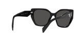 Prada PR 19ZS 1AB5S0 sunglasses, black frame with dark grey lenses, rear angled view