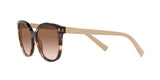 Prada PR 22ZS 07R0A6 sunglasses, caramel tortoise frame with brown gradient lenses, angled side view