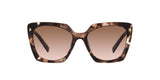 Prada PR 23ZS 07R0A6 sunglasses, caramel tortoise frame with brown gradient lenses, front view