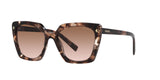 Prada PR 23ZS 07R0A6 sunglasses, caramel tortoise frame with brown gradient lenses, angled front view