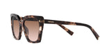 Prada PR 23ZS 07R0A6 sunglasses, caramel tortoise frame with brown gradient lenses, angled side view