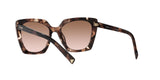 Prada PR 23ZS 07R0A6 sunglasses, caramel tortoise frame with brown gradient lenses, rear angled view