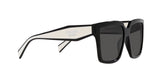 Prada PR 24ZS 1AB5S0 sunglasses, black frame with dark grey lenses, angled side view