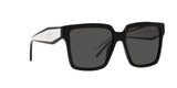 Prada PR 24ZS 1AB5S0 sunglasses, black frame with dark grey lenses, angled front view