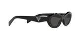 Prada PR 26ZS 16K08Z sunglasses, black frame with dark grey lenses, angled side view