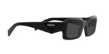 Prada PR 27ZS 16K08Z sunglasses, black frame with dark grey lenses, angled side view