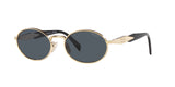 Prada PR 65ZS ZVN09T sunglasses, pale gold frame with dark grey lenses, angled front view