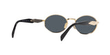 Prada PR 65ZS ZVN09T sunglasses, pale gold frame with dark grey lenses, rear angled view