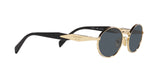 Prada PR 65ZS ZVN09T sunglasses, pale gold frame with dark grey lenses, angled side view