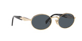 Prada PR 65ZS ZVN09T sunglasses, pale gold frame with dark grey lenses, angled front view