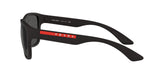 Prada Linea Rossa PS 01US DG05S0 sunglasses, black rubber frame with grey lenses, side view