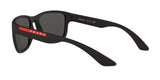 Prada Linea Rossa PS 01US DG05S0 sunglasses, black rubber frame with grey lenses, angled rear view