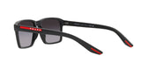 Prada Linea Rossa PS 05YS 1AB09U sunglasses, black frame with grey gradient lenses, angled rear view