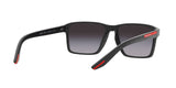 Prada Linea Rossa PS 05YS 1AB09U sunglasses, black frame with grey gradient lenses, rear angled view