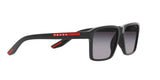 Prada Linea Rossa PS 05YS 1AB09U sunglasses, black frame with grey gradient lenses, angled side view