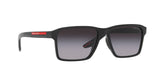 Prada Linea Rossa PS 05YS 1AB09U sunglasses, black frame with grey gradient lenses, angled front view
