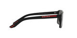 Prada Linea Rossa PS 05YS DG002G sunglasses, black rubber frame with dark grey polarized lenses, side view