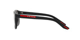 Prada Linea Rossa PS 06YS DG002G sunglasses, black rubber frame with polarized dark grey lenses, side view