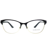 Versace VE 1233Q 1366 Black Pale Gold Metal Cat-eye Eyeglasses 53mm