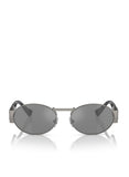 Versace Unisex Sunglasses Matte Gunmetal Frame, Grey Mirror Silver Lenses, 56MM