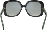 Gucci GG0714SA 001 Women’s Luxury Sunglasses Black Frame Grey Green Lens | ABCGlasses.com