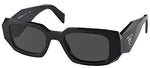 Prada PR 17WS Black Rectangle Sunglasses with Grey Lens - Luxury Designer Eyewear | ABCGlasses.com