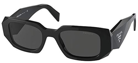 Prada PR 17WS Black Rectangle Sunglasses with Grey Lens - Luxury Designer Eyewear | ABCGlasses.com