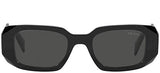 Prada PR 17WS Sunglasses - Black Plastic Rectangle Frame with Grey Lenses | ABCGlasses.com