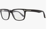 Tom Ford TF5304 001 Black Gold Rectangular Eyeglasses 54mm Italy Frame