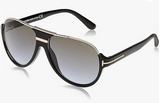 Shiny black rectangular sunglasses with green gradient lenses
