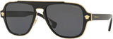Versace VE2199 Square Sunglasses for Men - Medusa Charm Detail Stylish Black Frame | ABCGlasses.com