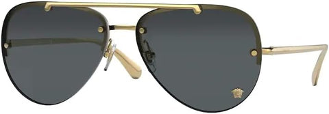 Versace VE2231 Aviator Sunglasses - Gold Black Frame Grey Lens | ABCGlasses.com