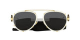 Versace VE2232 147187 Sunglasses - White Metal Aviator Frame with Grey Lenses | ABCGlasses.com
