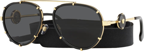 Versace VE2232 Black Sunglasses - Men’s Luxury Designer Aviator Eyewear | ABCGlasses.com