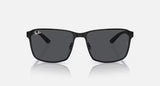 Ray-Ban RB3721 59mm Matte Black Metal Dark Grey Square Sunglasses Men Italy