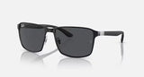 Ray-Ban RB3721 59mm Matte Black Metal Dark Grey Square Sunglasses Men Italy