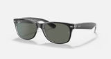 Ray-Ban RB2132 New Wayfarer Polarized Black Transparent G15 Green Sunglasses 55m