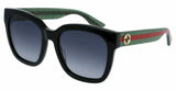 Gucci GG0034SN 002 Sunglasses 54mm Square Shiny Black Shaded Grey UV400