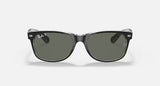 Ray-Ban RB2132 New Wayfarer Polarized Black Transparent G15 Green Sunglasses 55m