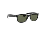 Ray-Ban RB2132 New Wayfarer 622 52mm Black Rubber G-15 Green Sunglasses