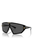 Versace VE 4461 GB1/87 Black Plastic Shield Sunglasses Grey Lens