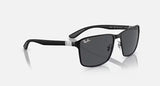 Ray-Ban RB3721 59mm Matte Black Metal Dark Grey Square Sunglasses Men Italy