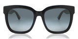 Gucci GG0034SN 002 Sunglasses 54mm Square Shiny Black Shaded Grey UV400